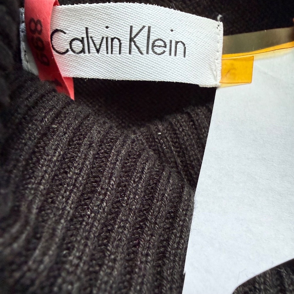 CALVIN KLEIN | Black Sleeveless Turtleneck Pleated Knit Dress Sz S - Picture 7 of 8